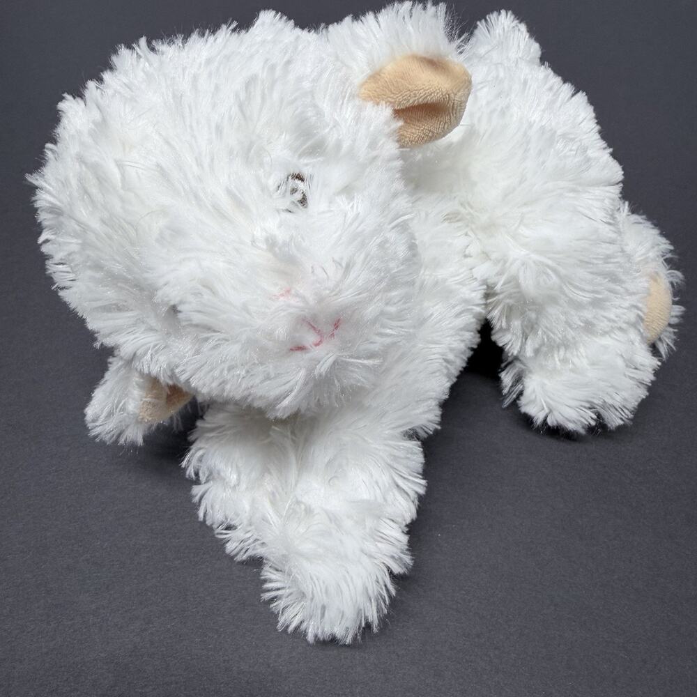 Garanimals White Lamb Plush Stuffed Animal Soft Fuzzy Sheep Brown Bow 10 in